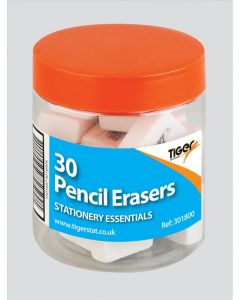 ERASERS Small Pencil Erasers, Tub (Pack Size: 30)