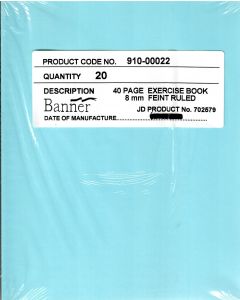 EXERCISE BOOK FEINT 8mm 40 PAGE (Pack Size: 20)