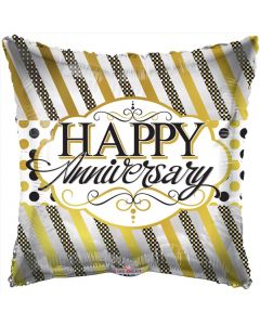 BALLOONS FOIL 18" Anniversary Lines and Dots (Pack Size: 1)