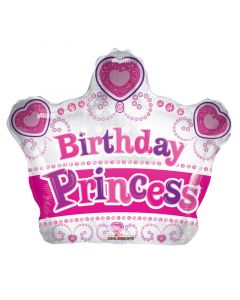 BALLOONS FOIL 18" Happy Birthday Princess Crown Shape (Pack Size: 1)