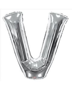 BALLOONS LETTERS 34"   - V - Silver (Pack Size: 1)
