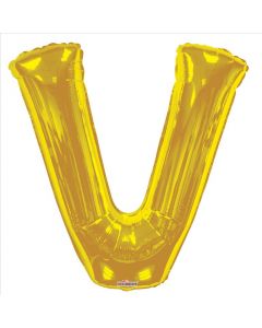 BALLOONS LETTERS 34"  Letter Balloon - V - Gold (Pack Size: 1)