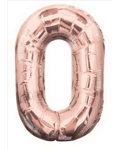 BALLOONS NUMBERS 34"  Number Balloon - 0 - Rose Gold (Pack Size: 1)