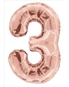 BALLOONS NUMBERS 34"   - 3 - Rose Gold (Pack Size: 1)
