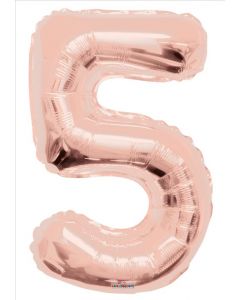 BALLOONS NUMBERS 34"  Number Balloon - 5 - Rose Gold (Pack Size: 1)