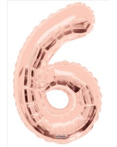 BALLOONS NUMBERS 34"  Number Balloon - 6 - Rose Gold (Pack Size: 1)