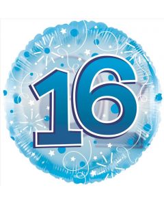 BALLOONS FOIL Age 16 Clearview Balloon - Blue (24 inch) (Pack Size: 1)