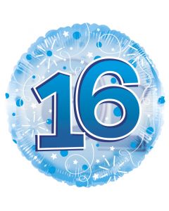 BALLOONS FOIL Age 16 Clearview Balloon - Blue (24 inch) (Pack Size: 1)