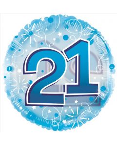 BALLOONS FOIL Age 21 Clearview Balloon - Blue (24 inch) (Pack Size: 1)
