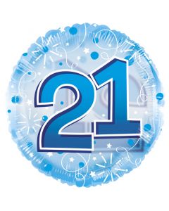 BALLOONS FOIL Age 21 Clearview Balloon - Blue (24 inch) (Pack Size: 1)