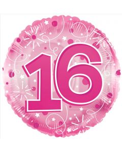 BALLOONS FOIL Age 16 Clearview Balloon - Pink (24 inch) (Pack Size: 1)