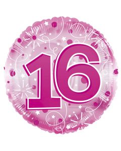 BALLOONS FOIL Age 16 Clearview Balloon - Pink (24 inch) (Pack Size: 1)
