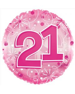 BALLOONS FOIL Age 21 Clearview Balloon - Pink (24 inch) (Pack Size: 1)