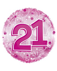 BALLOONS FOIL Age 21 Clearview Balloon - Pink (24 inch) (Pack Size: 1)