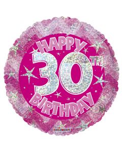 BALLOONS FOIL Pink Holographic Happy 30th Birthday Balloon - 18 inch (Pack Size: 1)