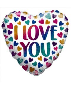 BALLOONS FOIL 18" RAINBOW LOVE HEARTS HOLOGRAPHIC BALLOON (18 INCH) (Pack Size: 1)