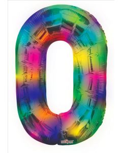 BALLOONS NUMBERS 34" Number Balloon - 0 - Rainbow (Pack Size: 1)
