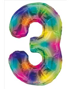 BALLOONS NUMBERS 34" Number Balloon - 3 - Rainbow (Pack Size: 1)
