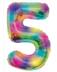 BALLOONS NUMBERS 34"  - 5 - Rainbow (Pack Size: 1)