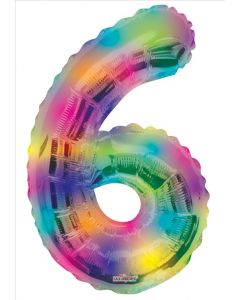 BALLOONS NUMBERS 34" Number Balloon - 6 - Rainbow (Pack Size: 1)