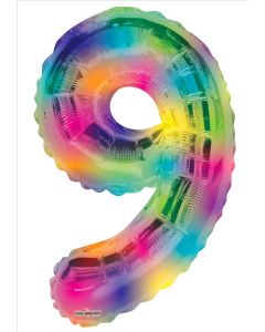 BALLOONS NUMBERS 34" Number Balloon - 9 - Rainbow (Pack Size: 1)