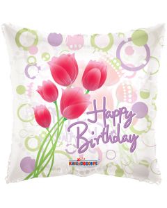 BALLOONS FOIL 18" Birthday - Tulips Clear View (Pack Size: 1)