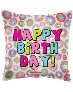 BALLOONS FOIL 18" Happy Birthday Pillow Circles Clearview (Pack Size: 1)