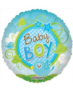 BALLOONS FOIL 18"  Baby - Baby Boy Bird Clear View (Pack Size: 1)