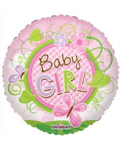 BALLOONS FOIL 18"  Baby - Baby Girl Butterfly Clear View (Pack Size: 1)