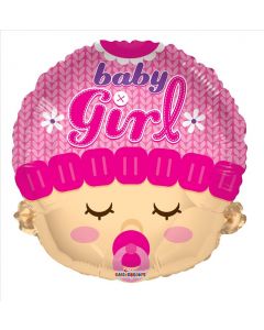 BALLOONS FOIL 18" Baby - Baby Girl Head Shape (Pack Size: 1)
