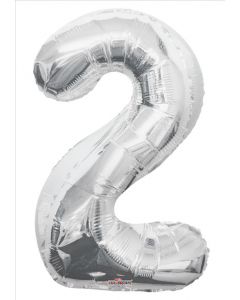 BALLOONS NUMBERS 34"  Number Balloon - 2 - Silver (Pack Size: 1)