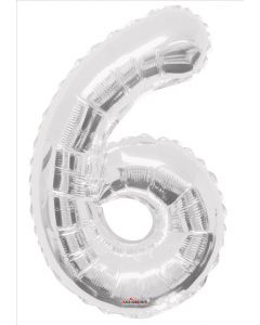 BALLOONS NUMBERS 34"  Number Balloon - 6 - Silver (Pack Size: 1)