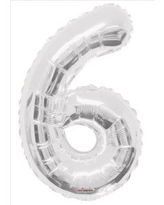 BALLOONS NUMBERS 34"   - 6 - Silver (Pack Size: 1)