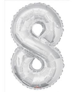 BALLOONS NUMBERS 34"  Number Balloon - 8 - Silver (Pack Size: 1)