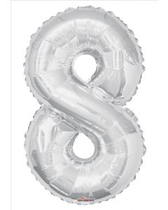 BALLOONS NUMBERS 34"   - 8 - Silver (Pack Size: 1)