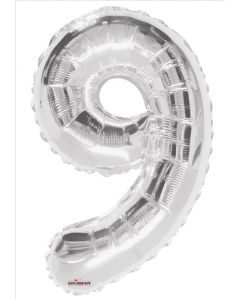 BALLOONS NUMBERS 34"   - 9 - Silver (Pack Size: 1)