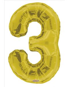 BALLOONS NUMBERS 34"  Number Balloon - 3- Gold (Pack Size: 1)