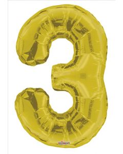 BALLOONS NUMBERS 34"   - 3- Gold (Pack Size: 1)