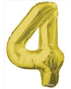 BALLOONS NUMBERS 34"  Number Balloon - 4- Gold (Pack Size: 1)