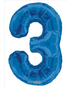 BALLOONS NUMBERS 34"  Number Balloon - 3 - Royal Blue (Pack Size: 1)