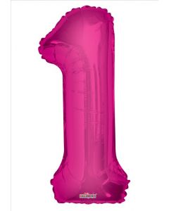 BALLOONS NUMBERS 34"  Number Balloon - 1 - Magenta (Pack Size: 1)