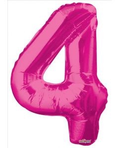 BALLOONS NUMBERS 34"  Number Balloon - 4 - Magenta (Pack Size: 1)