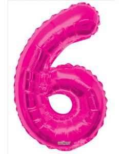 BALLOONS NUMBERS 34"  Number Balloon - 6 - Magenta (Pack Size: 1)