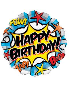 BALLOONS FOIL 18" Birthday Comic (Pack Size: 1)
