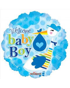 BALLOONS FOIL 18" Baby - Baby Boy Stork (Pack Size: 1)