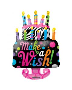BALLOONS FOIL 36" Make a Wish Cake (Pack Size: 1)