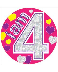BADGES MEGA Age 4 Female Pary Badge (15cm) (Pack Size: 6)