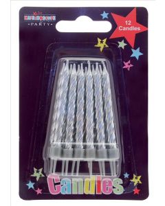 CANDLES Cake Candle Silver Party Pack of 6 (Pack Size: 6)