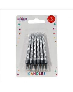 CANDLES Cake Candle Silver Party Pack of 6 (Pack Size: 6)
