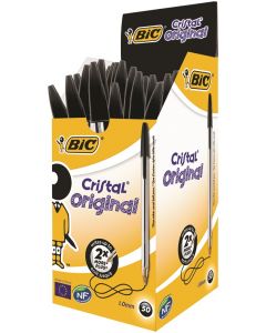 BALLPEN BIC CRISTAL MEDIUM BALLPEN, BLACK (Pack Size: 50)